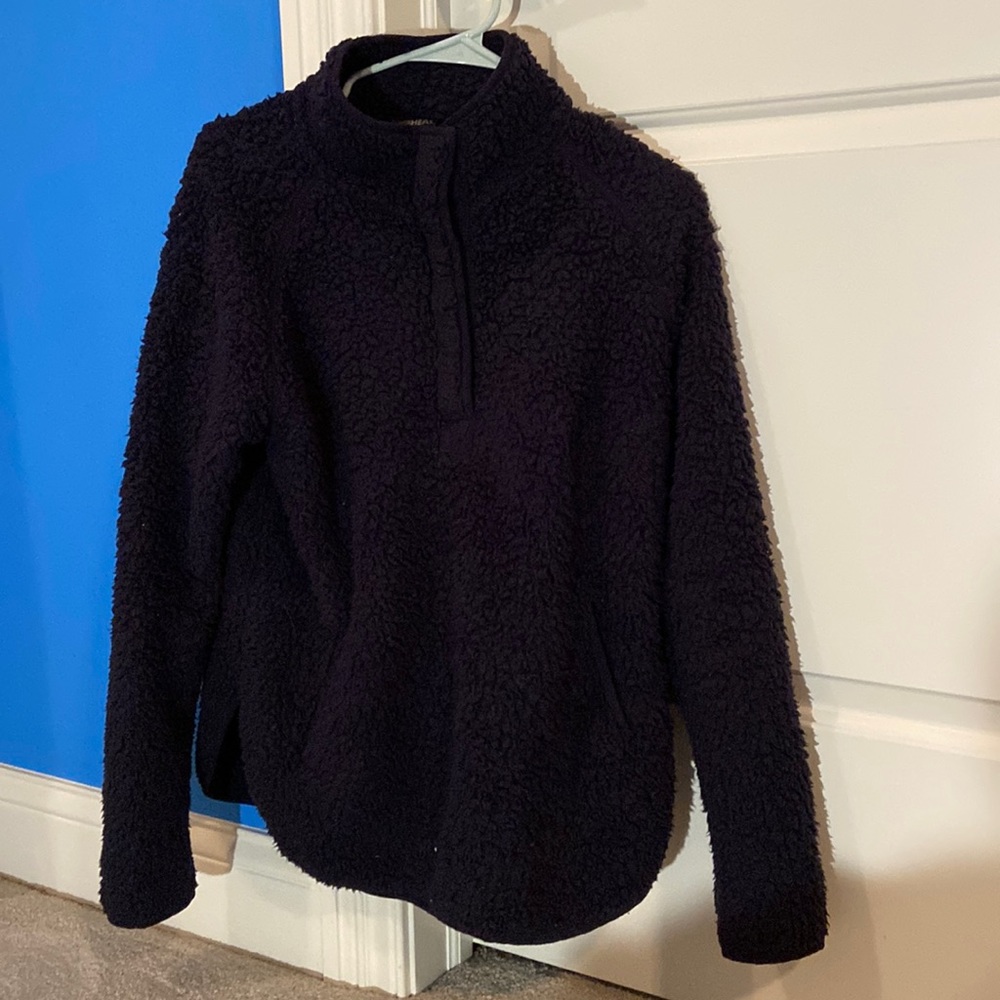 Navy Blue Button Up Sherpa